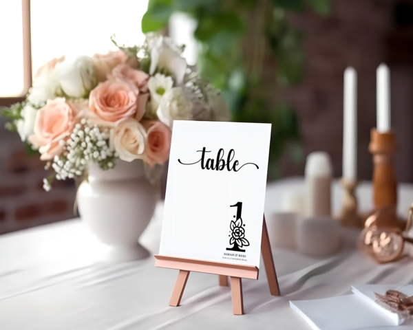 Printable floral Table Numbers | Canva editable | Template #002