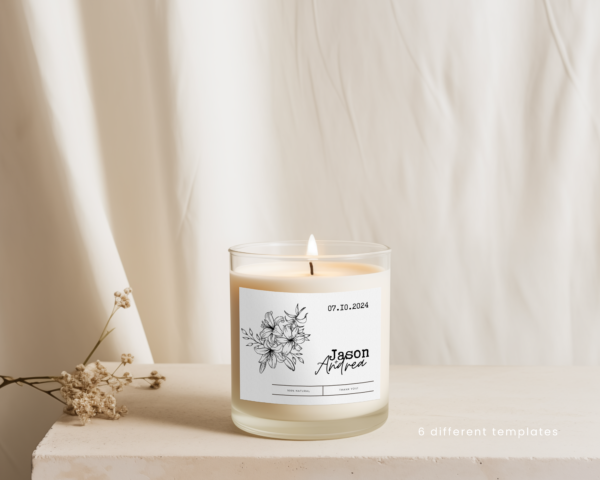 Printable elegant candle labels | Canva editable | Template #012