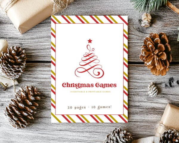 Printable Christmas games | Set of 10 games | Canva editable | Template #017