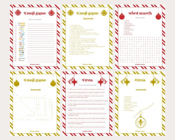 Printable Christmas games | Set of 10 games | Canva editable | Template #017 - Image 3