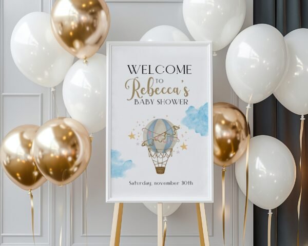 Printable Baby shower welcome sign | Canva editable | Template #018