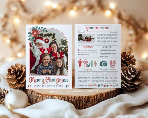 Year in review | Christmas card | Canva editable | Template #023