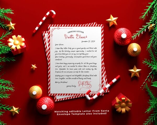 Santa Claus letter | Canva editable | Template #029