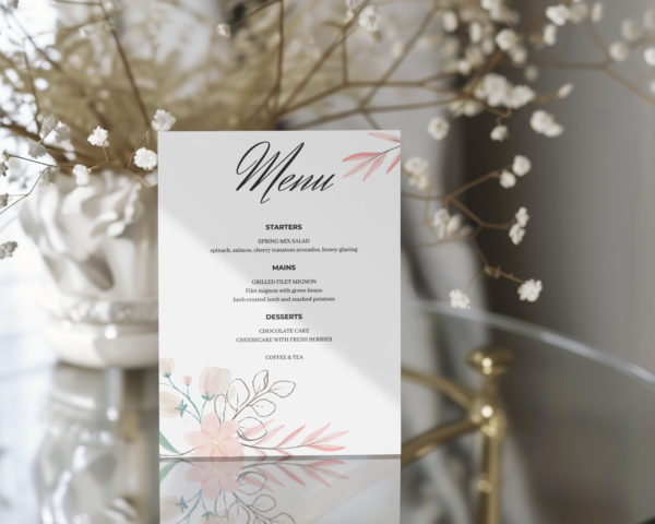 Printable pastel Menu | Canva editable | Template #003