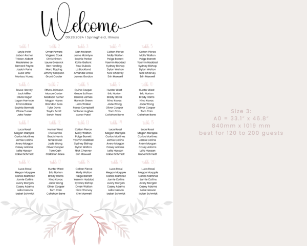 Printable pastel ornament seating chart | Canva editable | Template #005 - Image 3