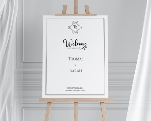 Printable minimalist wedding Welcome Sign | Canva editable | Template #007