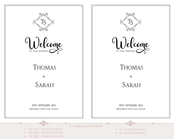 Printable minimalist wedding Welcome Sign | Canva editable | Template #007 - Image 2