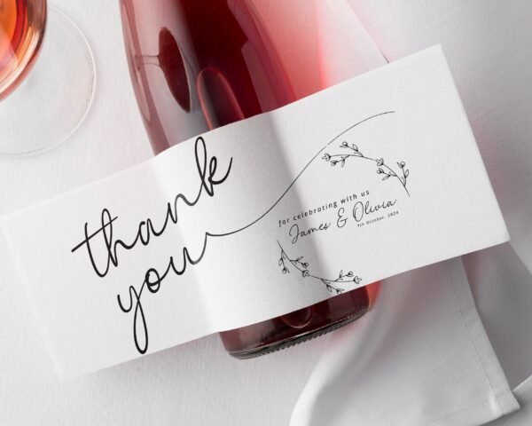 Printable thank you wine label | Canva editable | Template #013